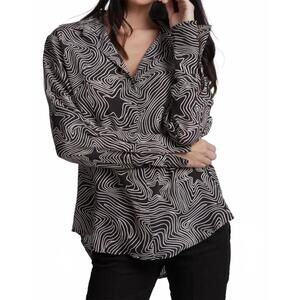 NEW MINT EXCLUSIVES daria french cuff silk blouse in bowie star